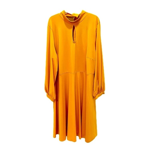 Eloquii Mustard Yellow Long Sleeve A-Line Dress Size 24 NWT NEW! - Picture 1 of 10